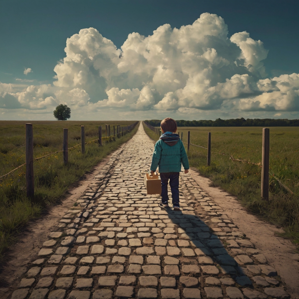 Illustration of a child choosing between two paths or items, symbolizing decision-making.
